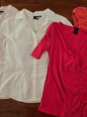 Lot of 4 Tops Ann Taylor, Jones of New York Medium Cotton Ruche Stretch